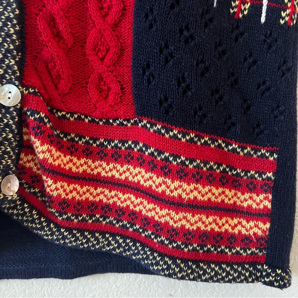 Vintage Hand Embroidered Patchwork Knit Sweater Vest Colorblock Cottagecore S/P - Picture 11 of 16